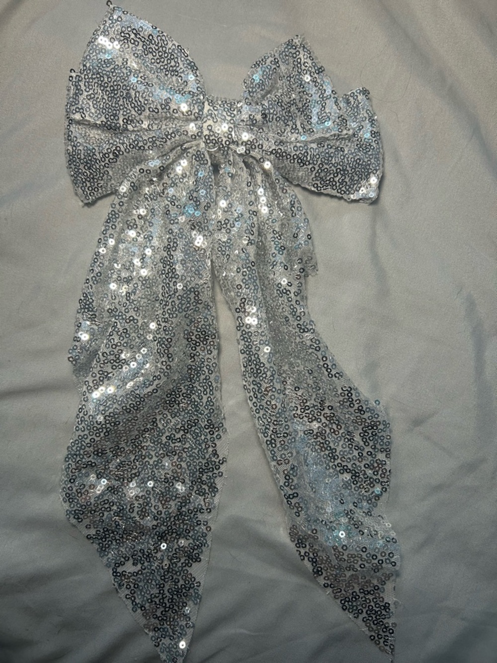 Silver Sequin Bow Hair Accessory